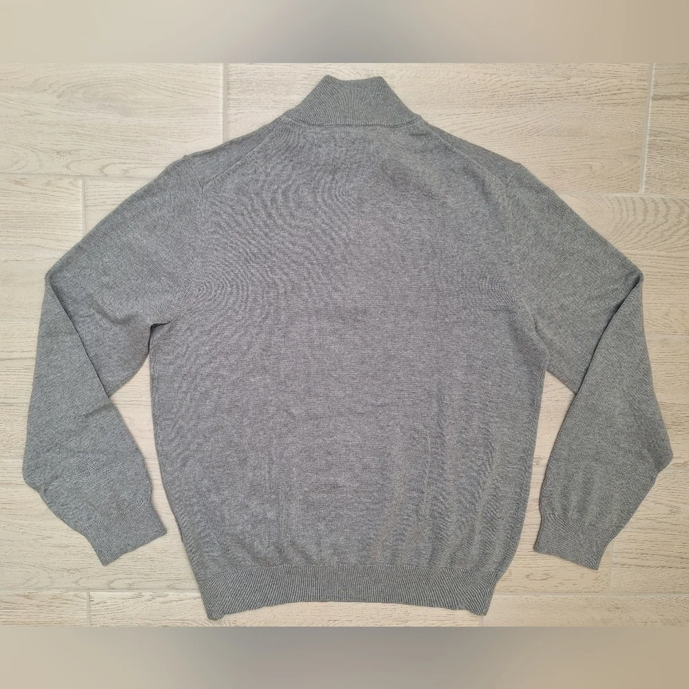 Tommy Hilfiger Men's Heather Gray 1/4 Zip Cotton Long Sleeved Sweater - Size XL - Picture 7 of 9